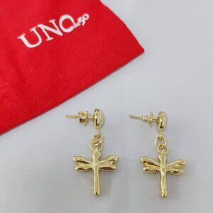 Uno de 50 Earring HOLD-ME TIGHT EARRINGS Simple Short Dragonfly Earrings Gold